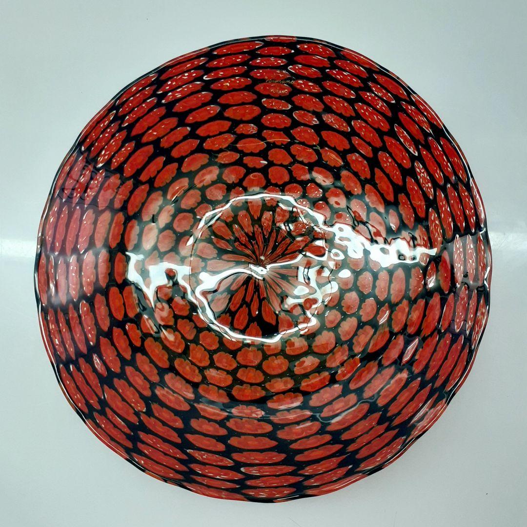 MURANO LINEA GLASS ムラノ レッド ミルフィオリ プレート 皿