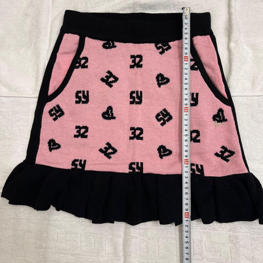 SY32 ニットスカート ピンク/黒