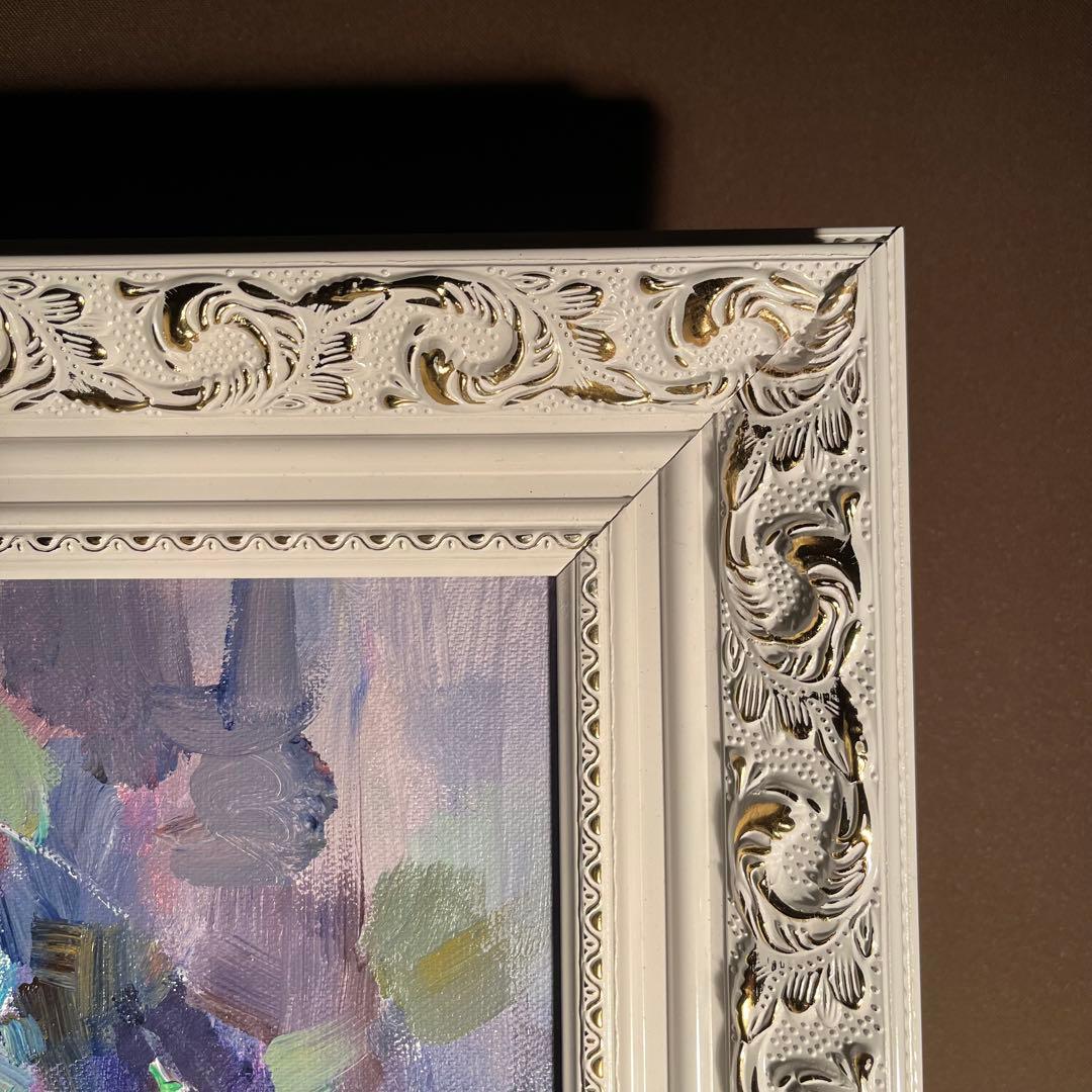 ★秀作★手書き油絵 花瓶の花 額付 絵画 インテリア 油彩画