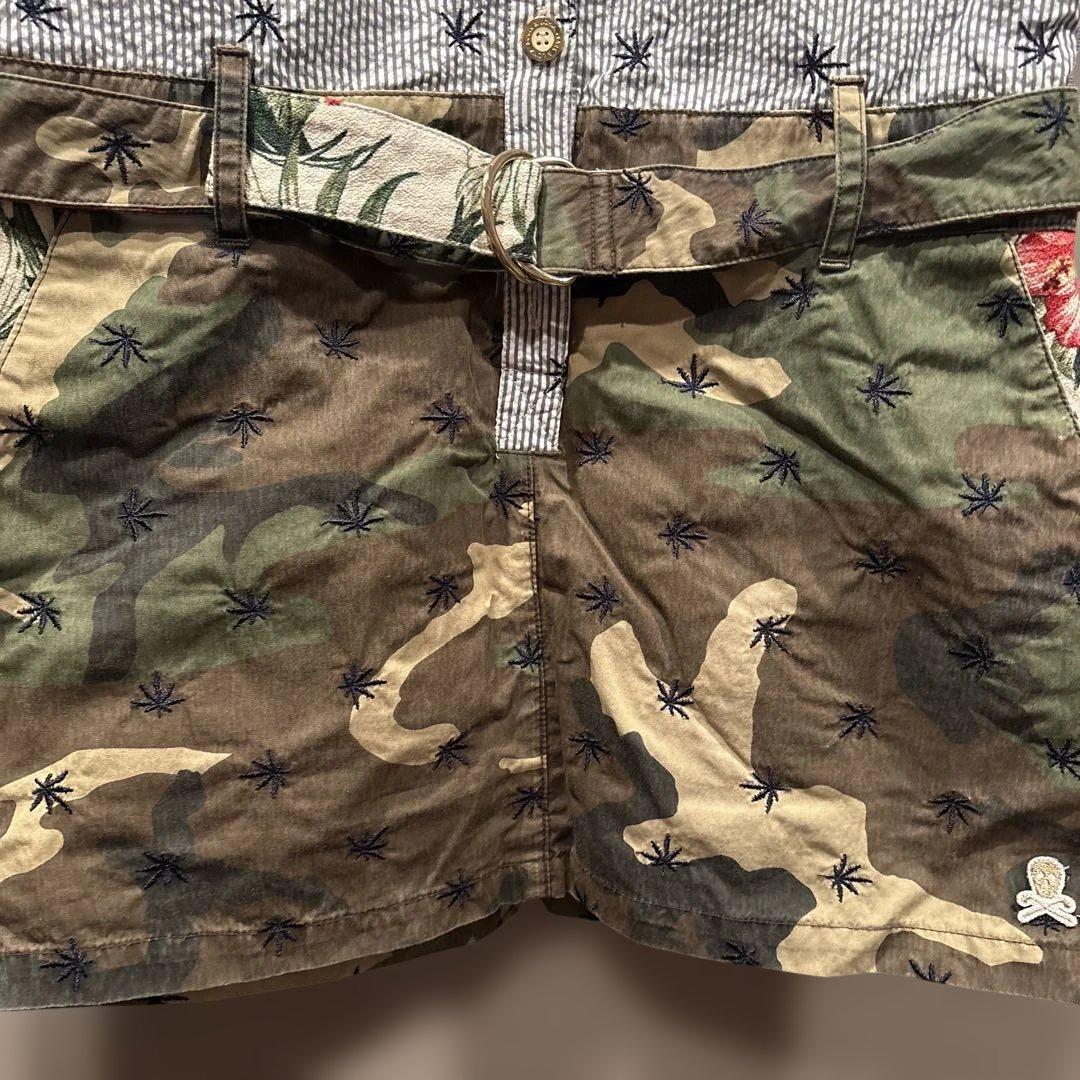 マークアンドロナ　　迷彩＆ストライプワンピース ワンピース