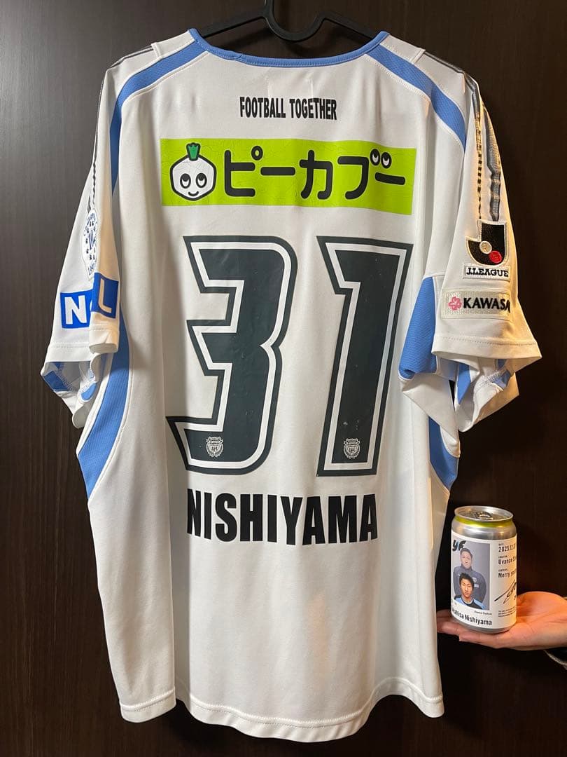 2006 川崎フロンターレ 実着用品 別注 ユニフォーム 西山貴永 + 直筆缶