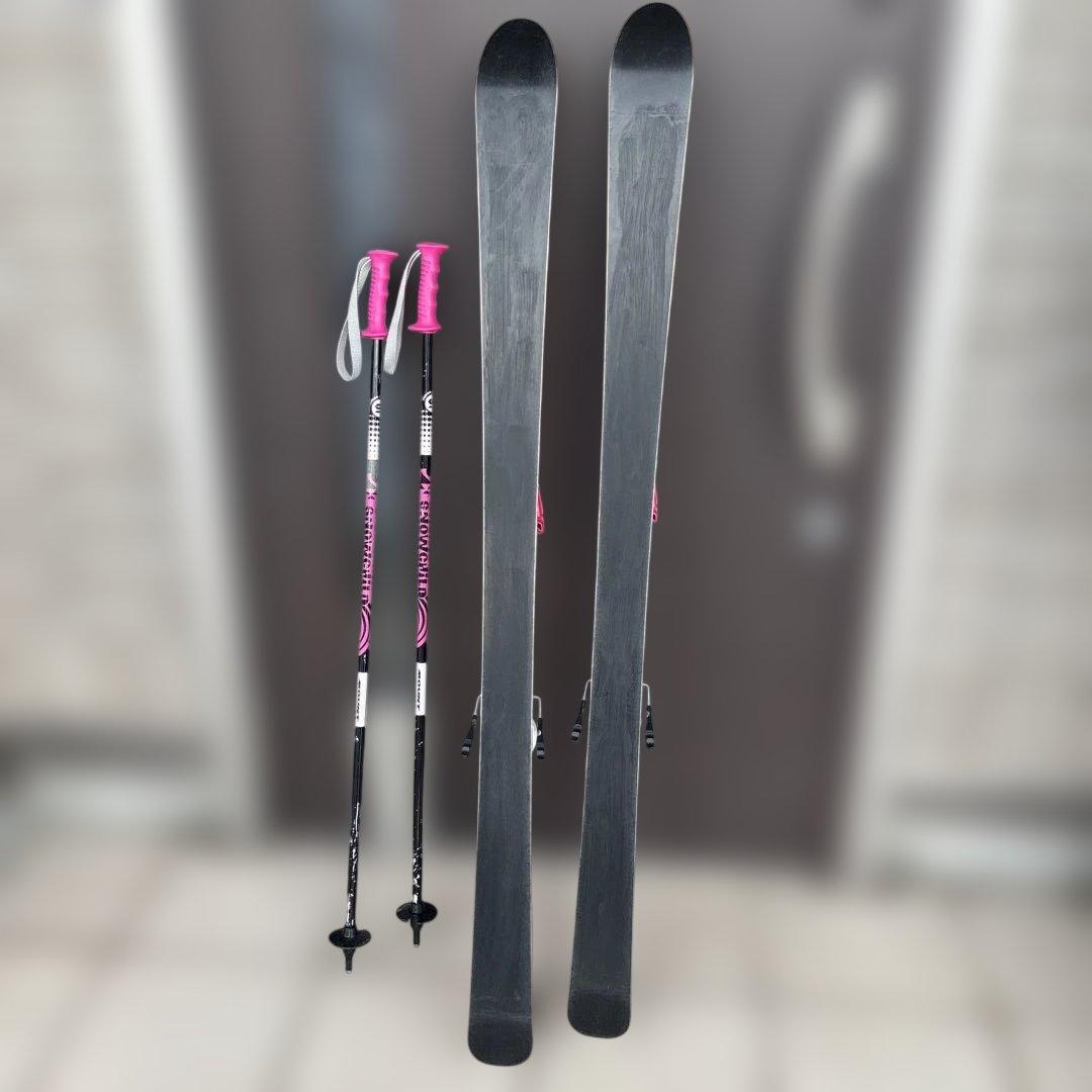 ジュニアスキー128㎝　ストック100㎝セット　女の子