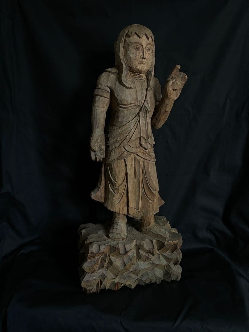 木彫 時代 仏像 70cm 菩薩立像 観音立像 仏教美術 木製 聖徳太子