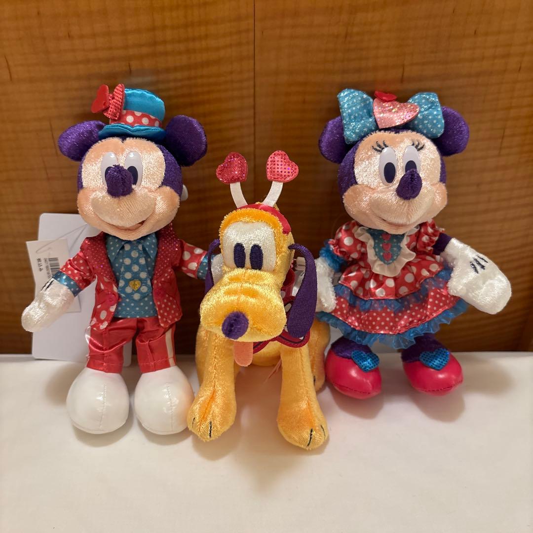 3体セット ミニパル ぬいぐるみバッジ ミッキー ミニー プルート　ディズニー