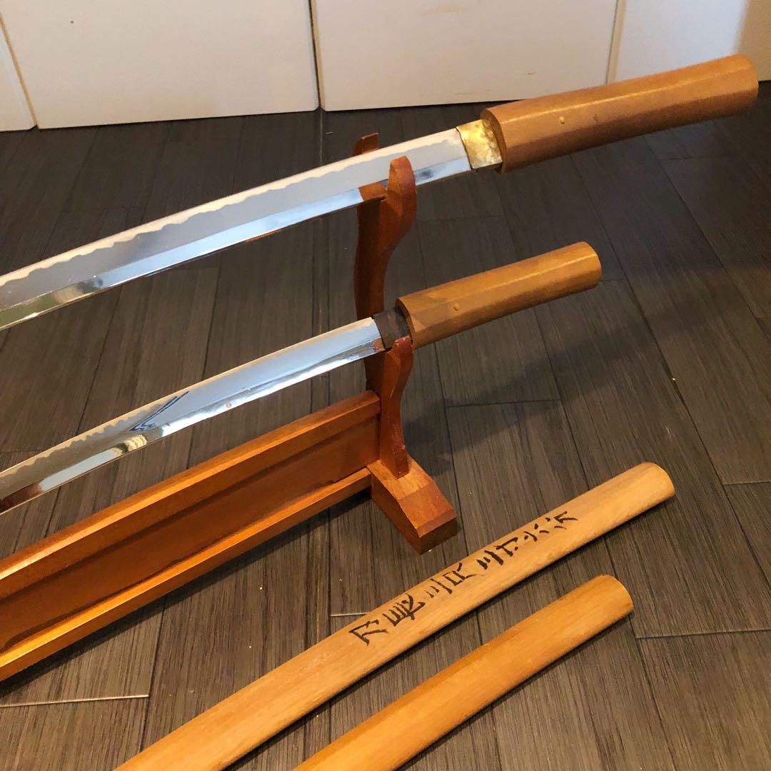 模造刀 白鞘 合金製 大小セット　長脇差　2本　拵え　太刀　居合刀