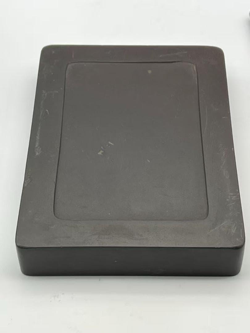 明時代　古端渓硯　浮雕螭龍文 双龍戲珠文　水坑紫端硯 元硯箱 極上品(B-89)