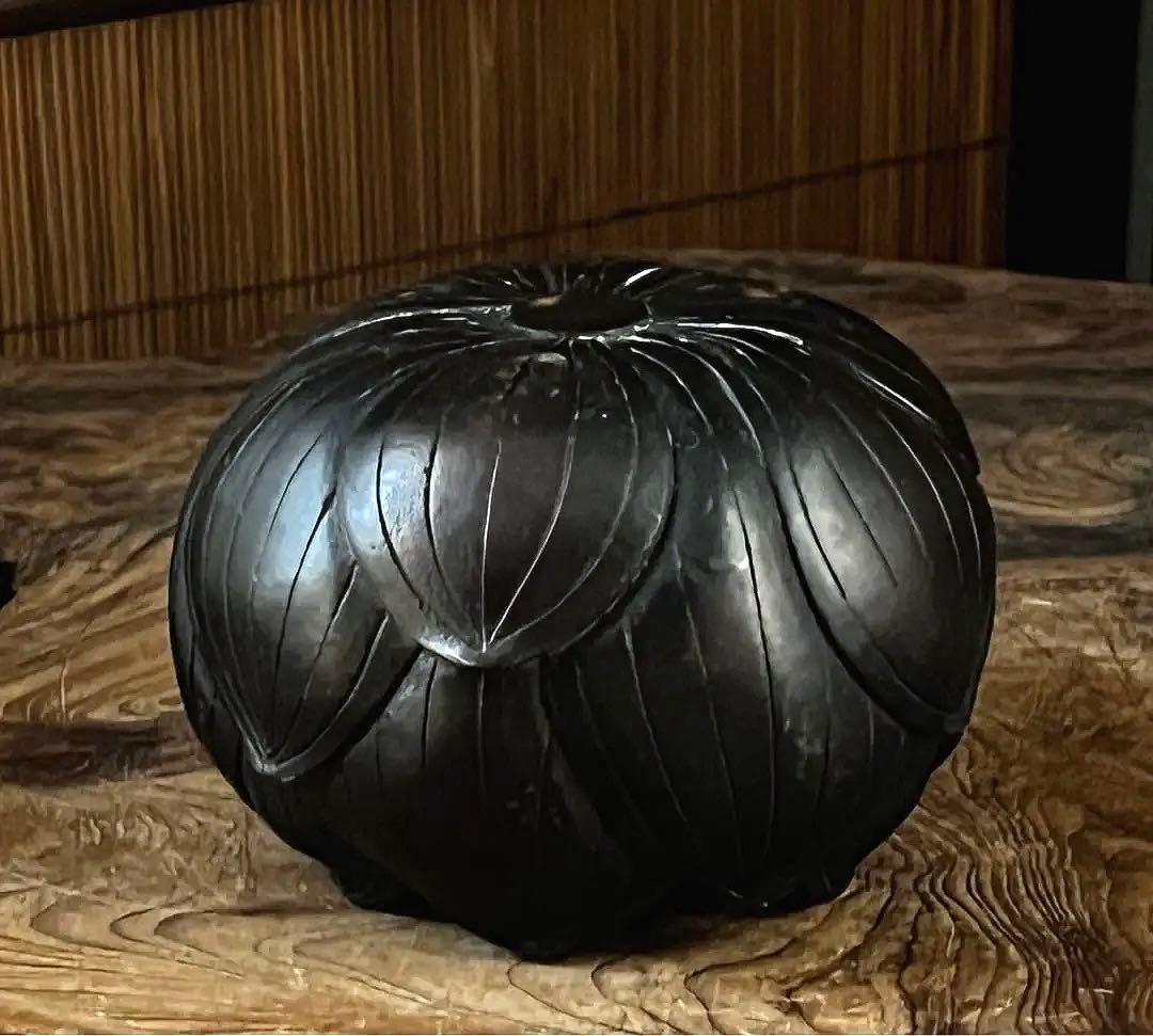 中国/李朝 仏教美術 時代 希少 蓮型 黄銅 漆喰塗り 香炉