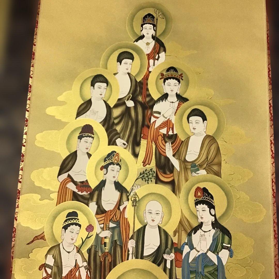 軸装　十三佛　絹本　福山臥龍　真筆　　　　　　G1