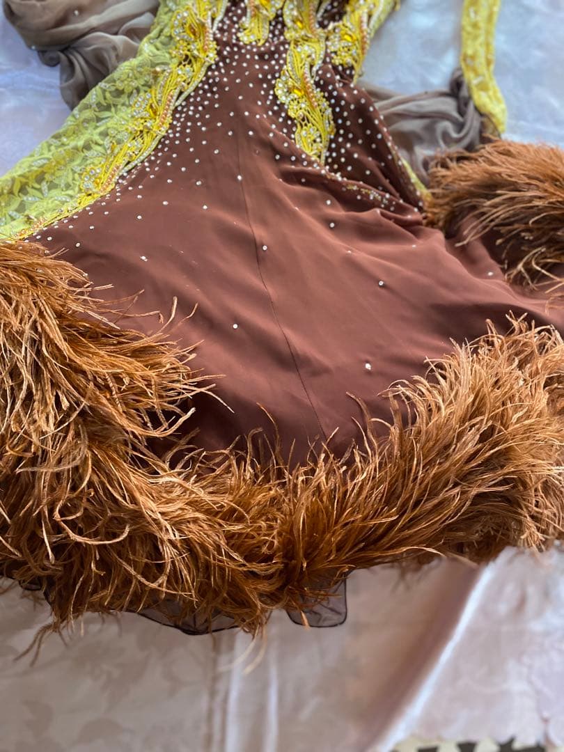 社交ダンス　デモンストレーション衣装（黄色と茶色）