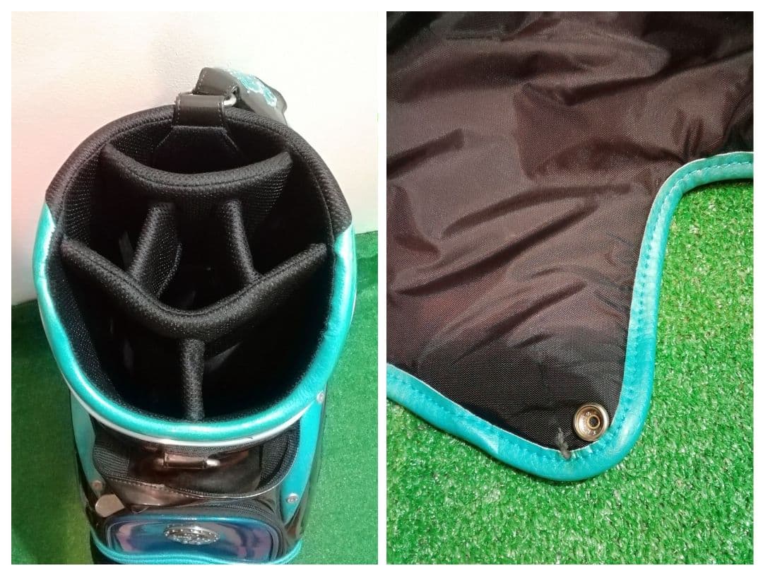 ダンスウィズドラゴン　キャディバッグ　エナメル　ブラック×ブルー