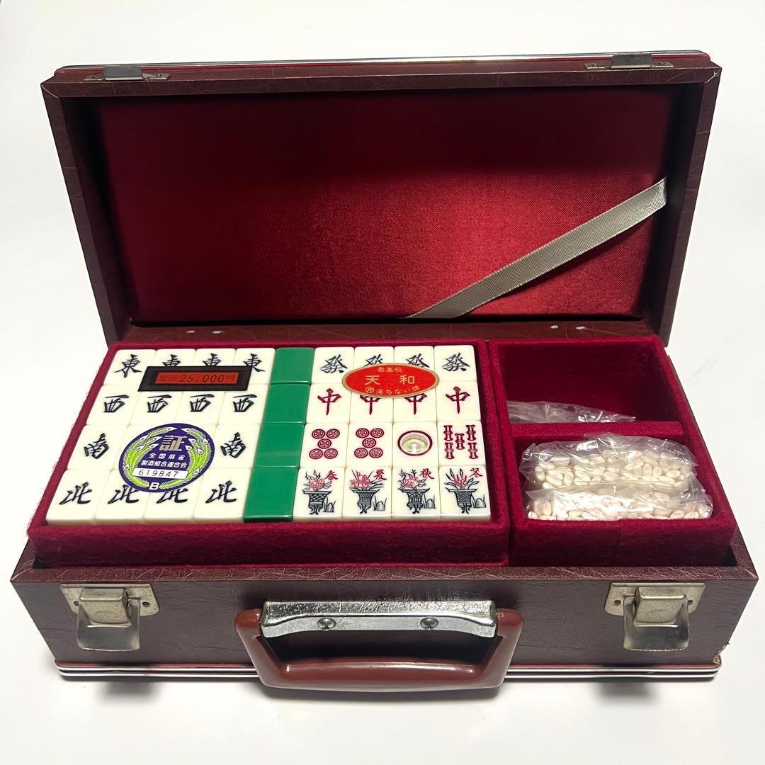 未使用 高級麻雀牌 天和 キングバード 背緑 Japanese Mahjong