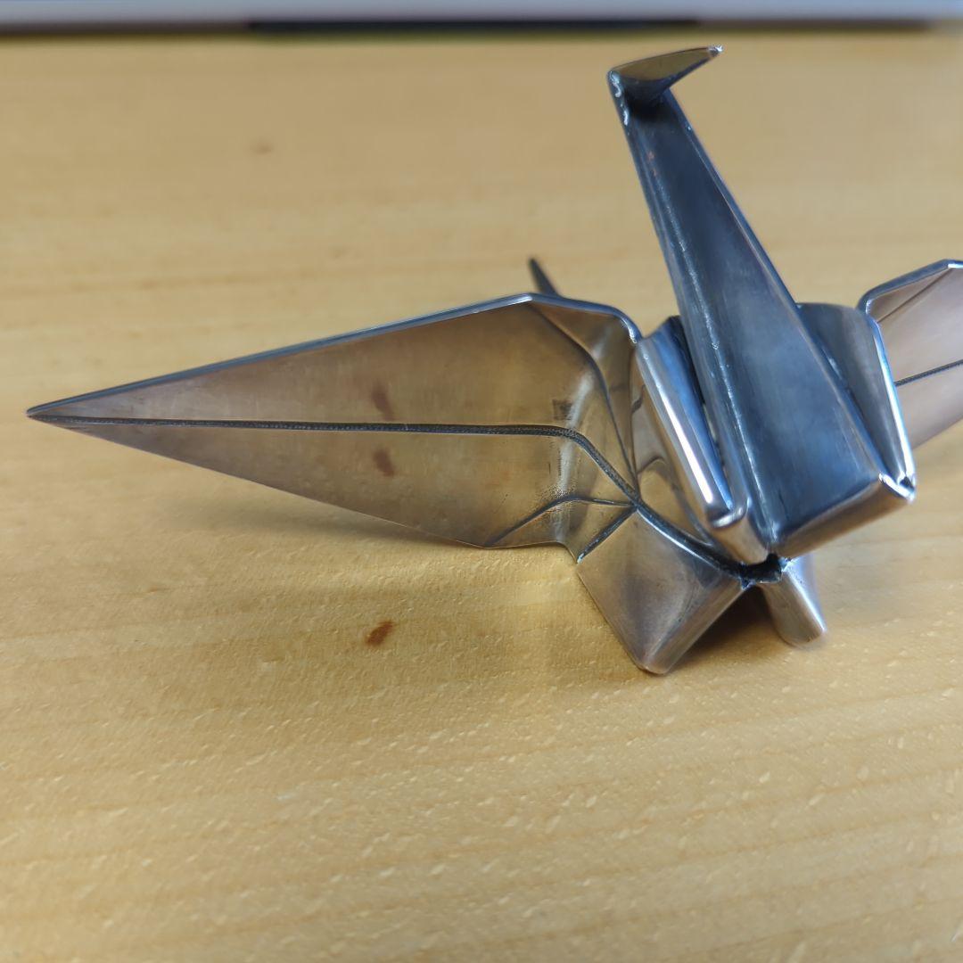 長谷川一望斎　純銀折鶴置物　骨董品