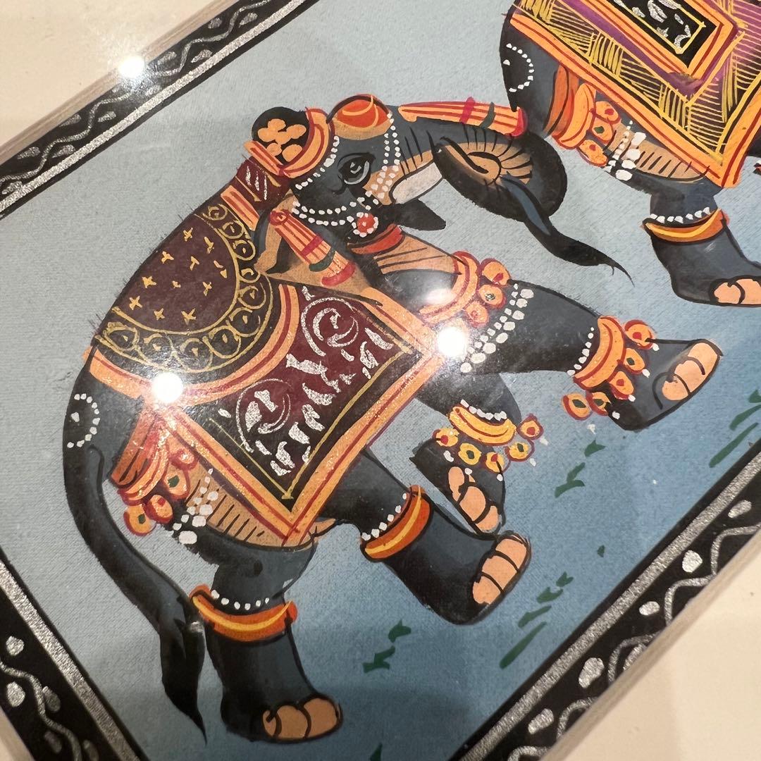 ②インド　シルク　ハンドペイント　象