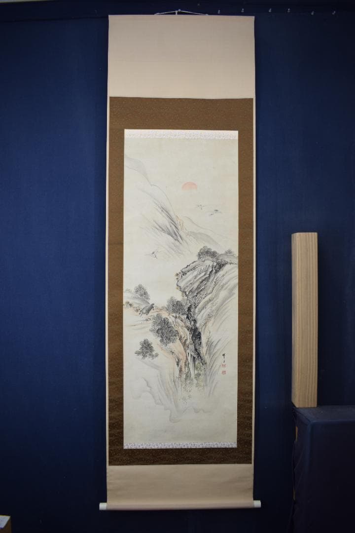 作者不詳/若松鶴亀図/掛軸☆宝船☆Z-130