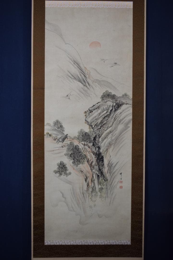 作者不詳/若松鶴亀図/掛軸☆宝船☆Z-130