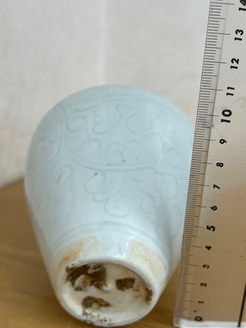 中国元時代影青釉　刻画花紋　梅瓶　骨董 美術品　唐物　 江戸　青磁　コレクション