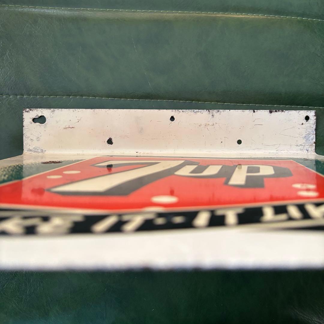 【7UP セブンアップ】アメリカヴィンテージ　突き出し両面看板