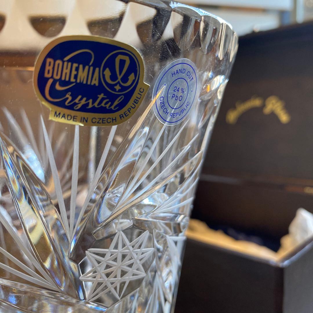 Bohemia Crystal クリスタルガラス 花瓶 高さ約26cm