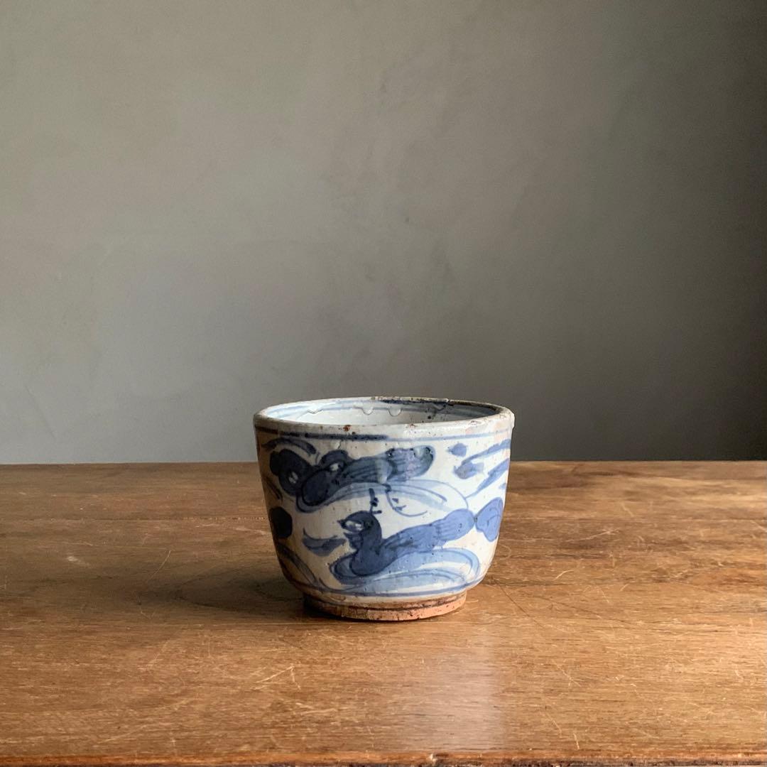 呉須染付 筒茶碗 火入れ 茶道具 古美術 古道具 アンティーク