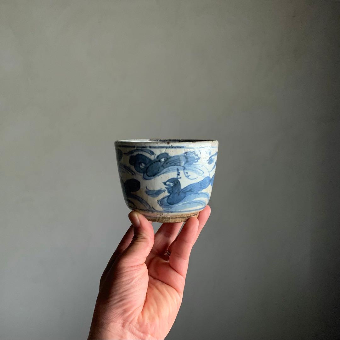 呉須染付 筒茶碗 火入れ 茶道具 古美術 古道具 アンティーク