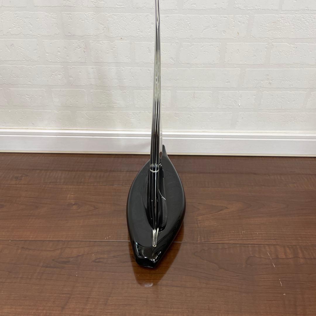 MURANOムラーノガラス イタリア製　大型　ヨット クリア　ブラック