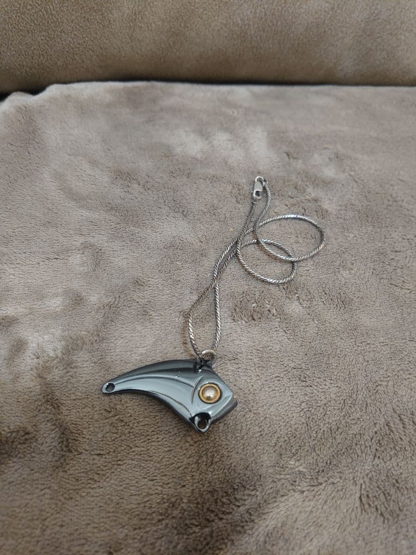 美品 希少 村田基 着用 ウォーターランド ガンメタル ネックレス 釣り ルアー