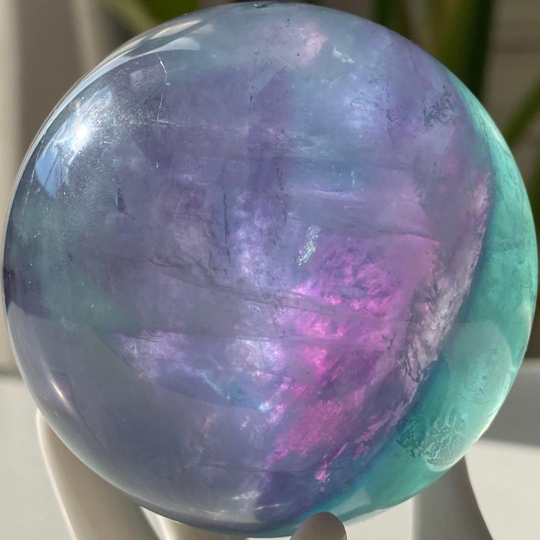 【 天然石 ブルー グリーン パープル フローライト スフィア 】