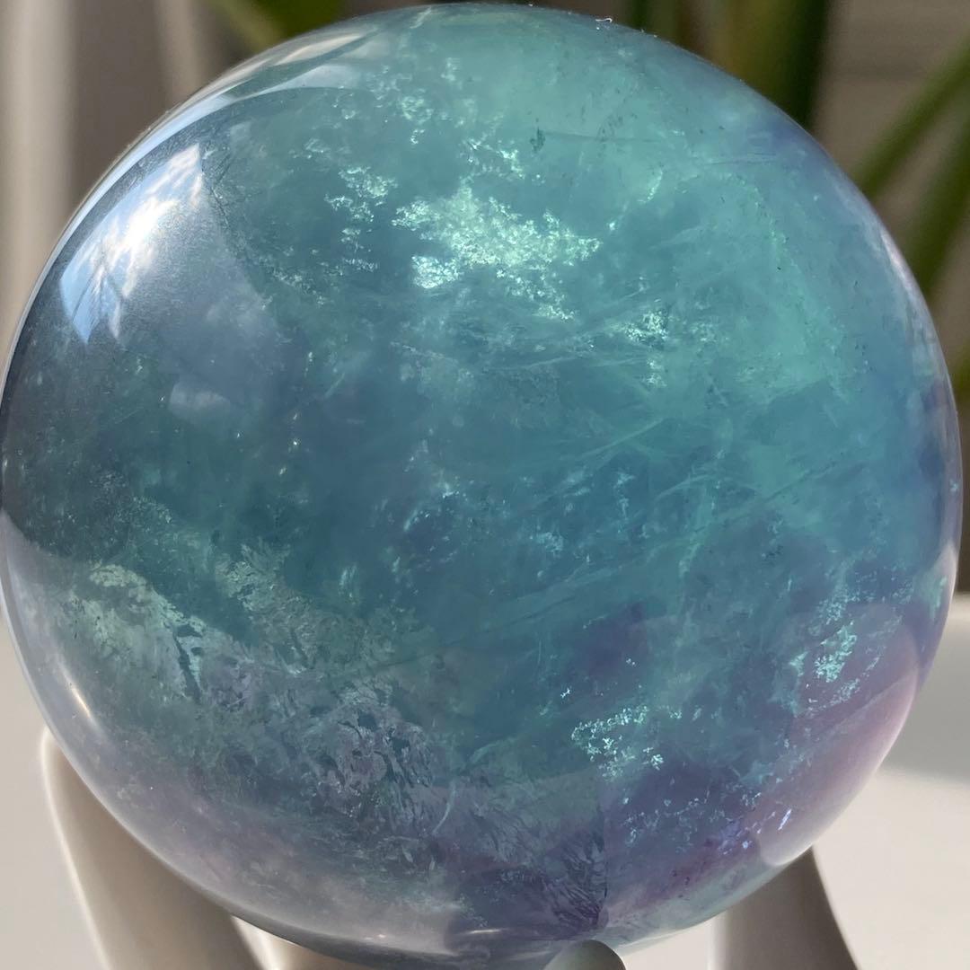 【 天然石 ブルー グリーン パープル フローライト スフィア 】