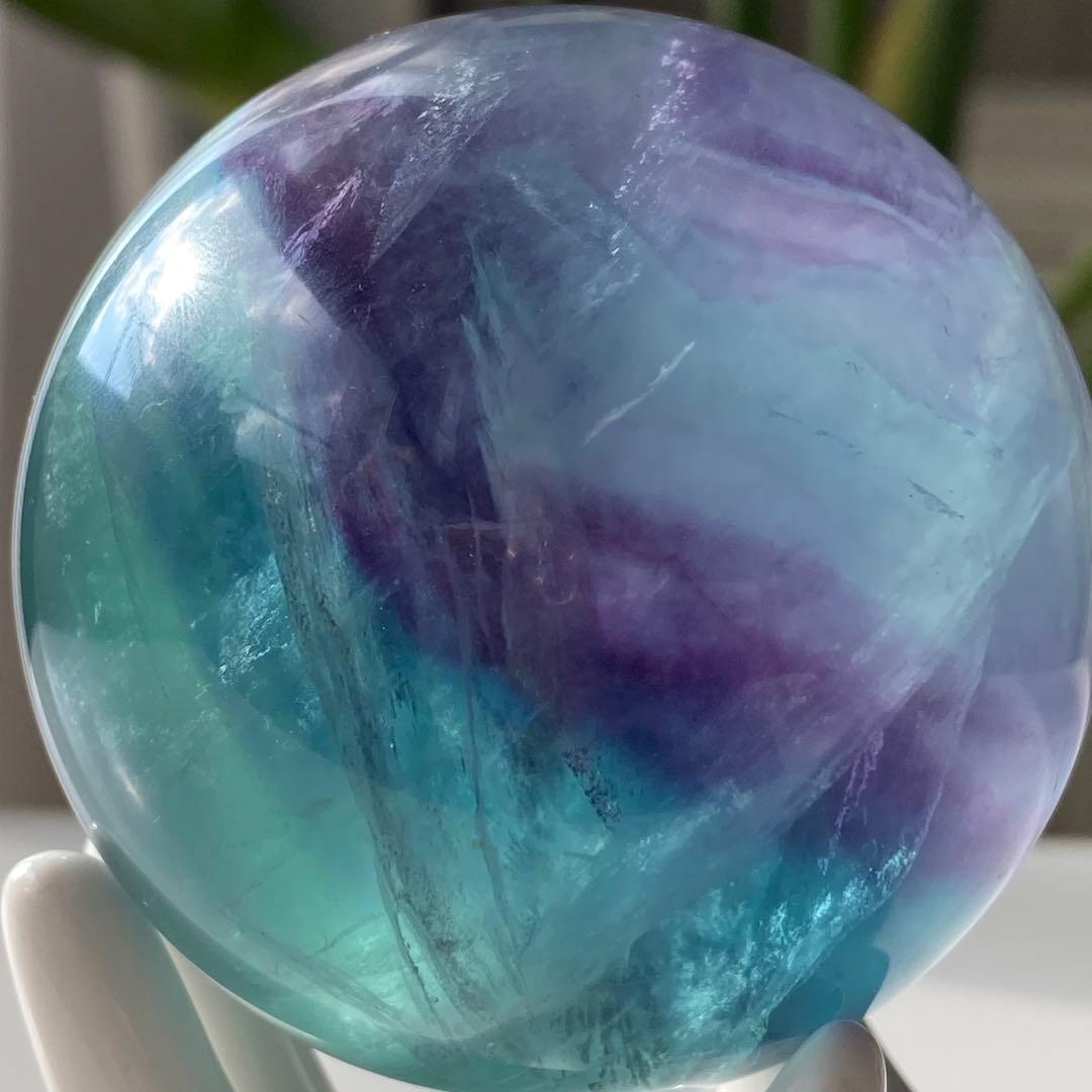 【 天然石 ブルー グリーン パープル フローライト スフィア 】