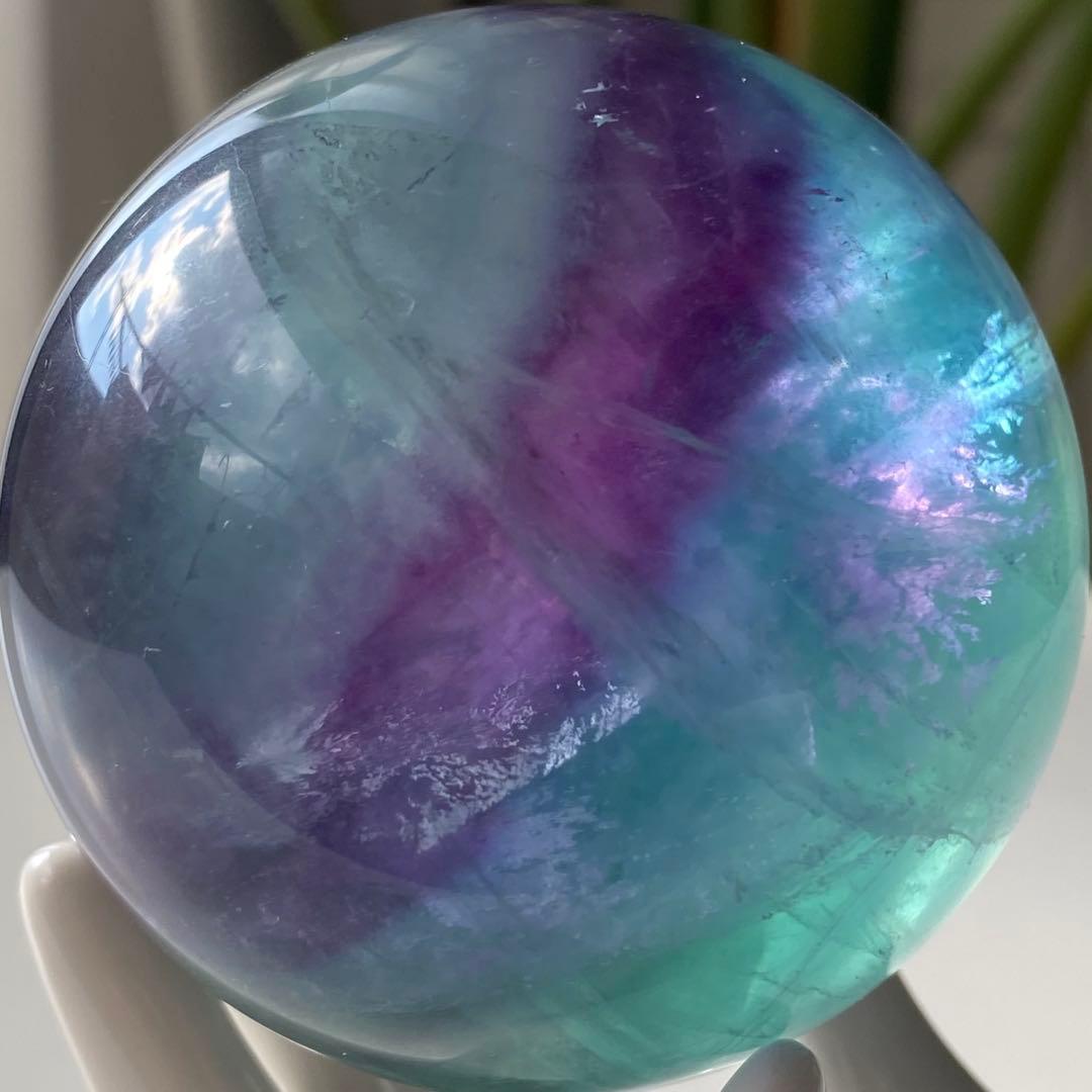 【 天然石 ブルー グリーン パープル フローライト スフィア 】
