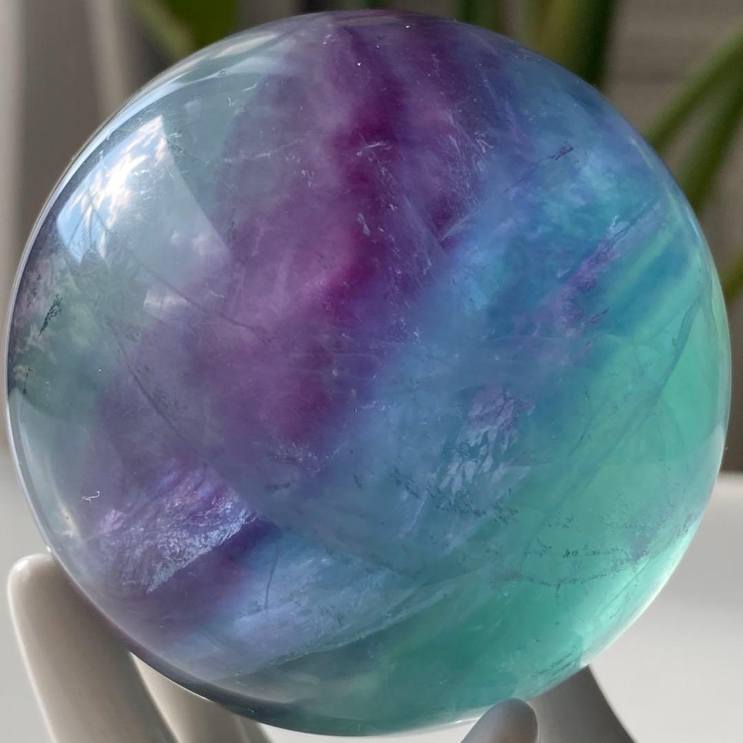 【 天然石 ブルー グリーン パープル フローライト スフィア 】