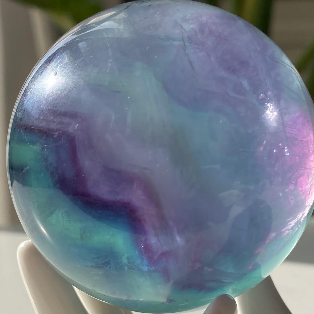【 天然石 ブルー グリーン パープル フローライト スフィア 】