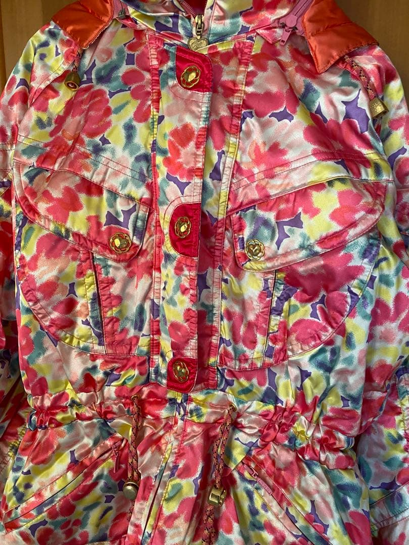 レディースM　90年代初期　スキーウェア　花柄　ピンク　上下　下のみジャパーナ