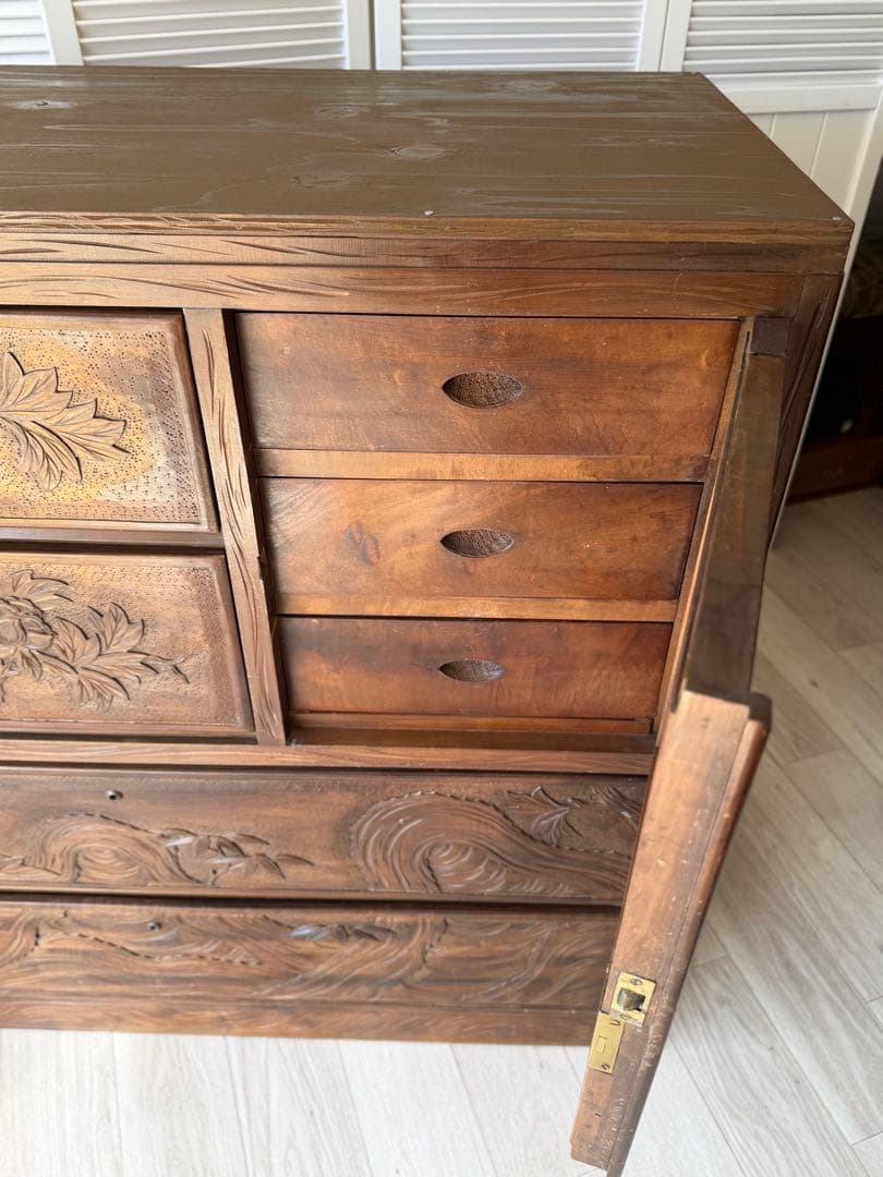 伝統工芸品 軽井沢彫 サイドボード アンティーク リメイク