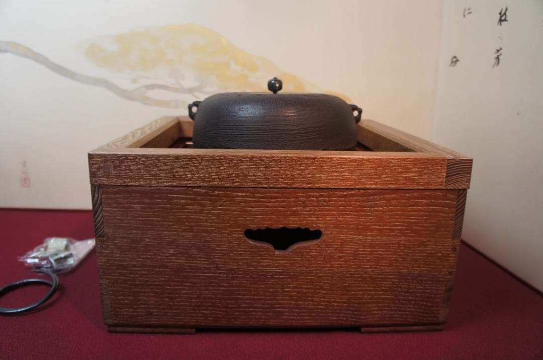 fusa☆桑色置炉 姥口釜 唐銅蓋 炉用600W炭型電熱器送料込み