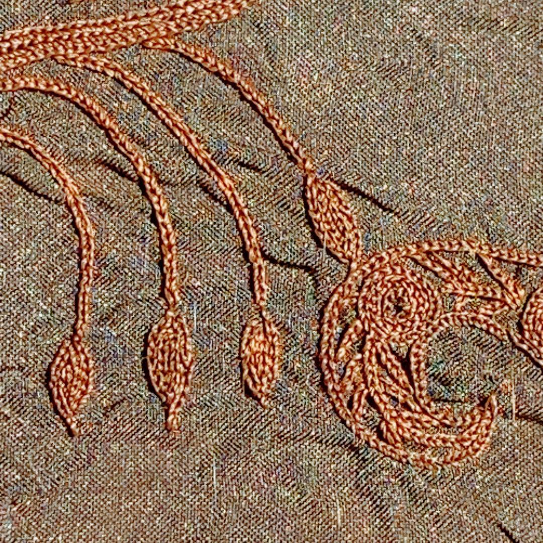 漢代　刺繍画　鳥草紋　中国　骨董品　古美術　古代シルク　絹　絵画