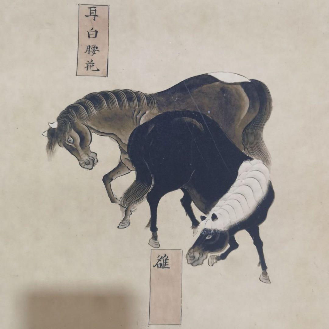 【特価・四条屏】李伯时 馬相図 中国絵画 四条屏 掛け軸 床の間・和室・玄関