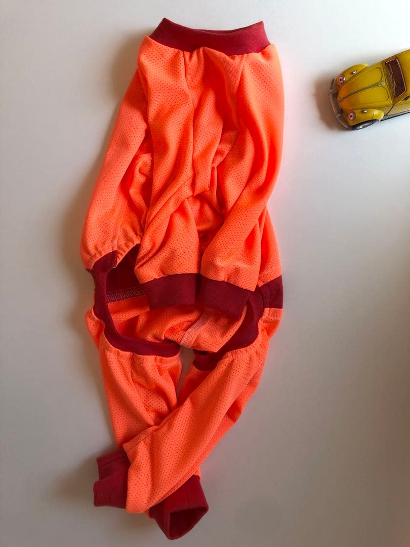 メッシュロンパース(蛍光オレンジ) イタグレ服　犬服