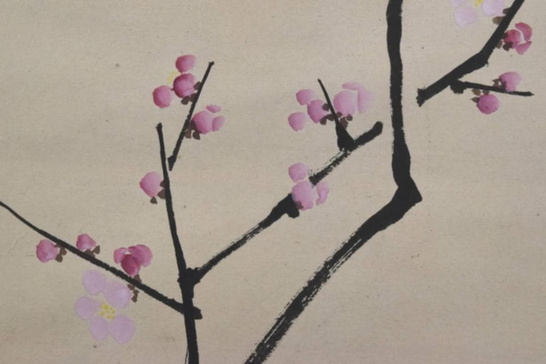 【真作】勝川院雅信/紅梅小禽図/掛軸/名家伝来/AA-443