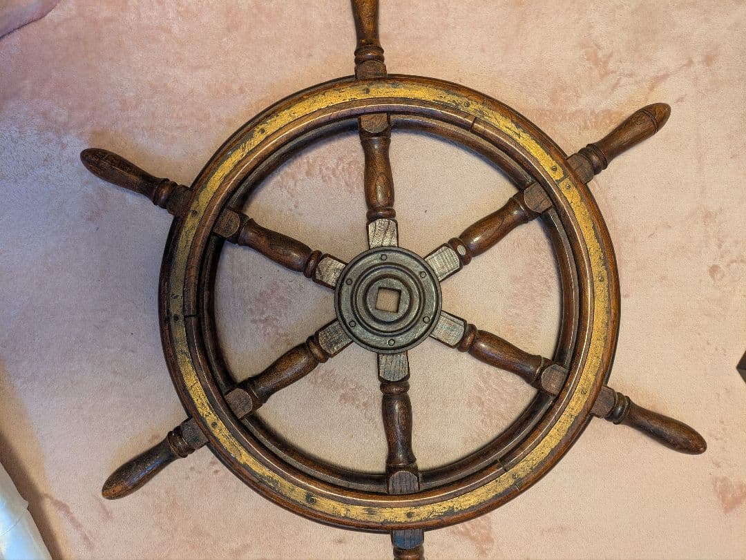 アンティーク　船舵　ビンテージ　ハンドル　木製
