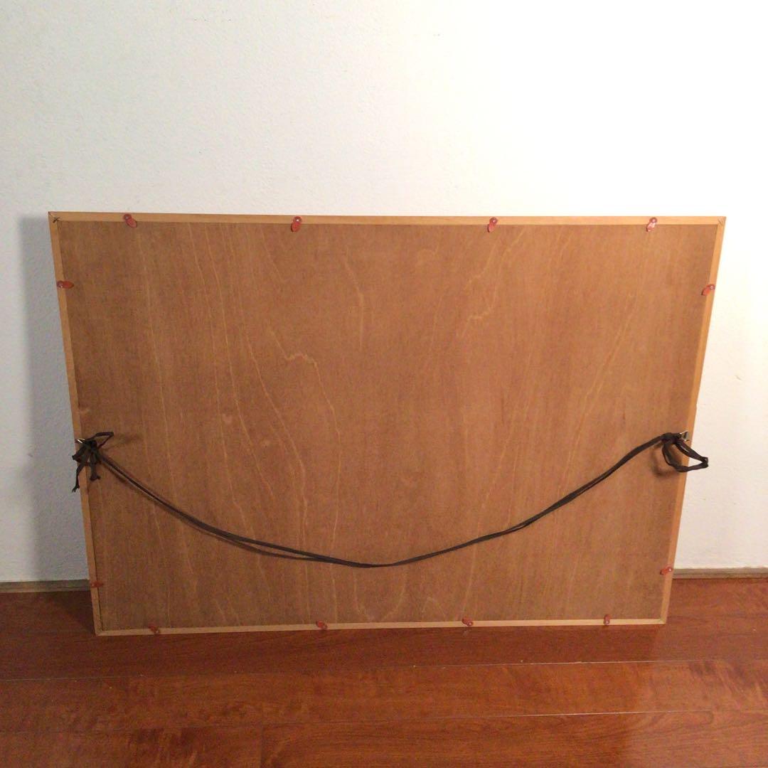 No4800 額装　油彩画　朝日　帆船　直筆サイン　箱付　絵画　美術　送料無料