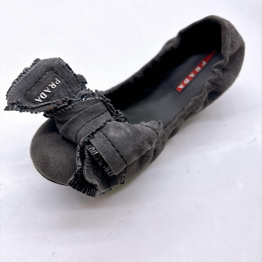 PRADA SPORT F5228 スエード リボン バレエ シューズ 36