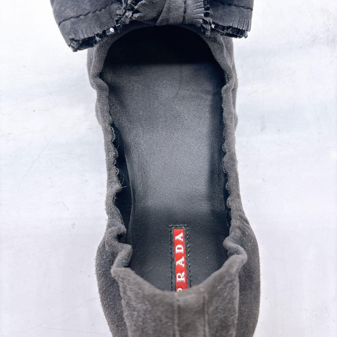 PRADA SPORT F5228 スエード リボン バレエ シューズ 36