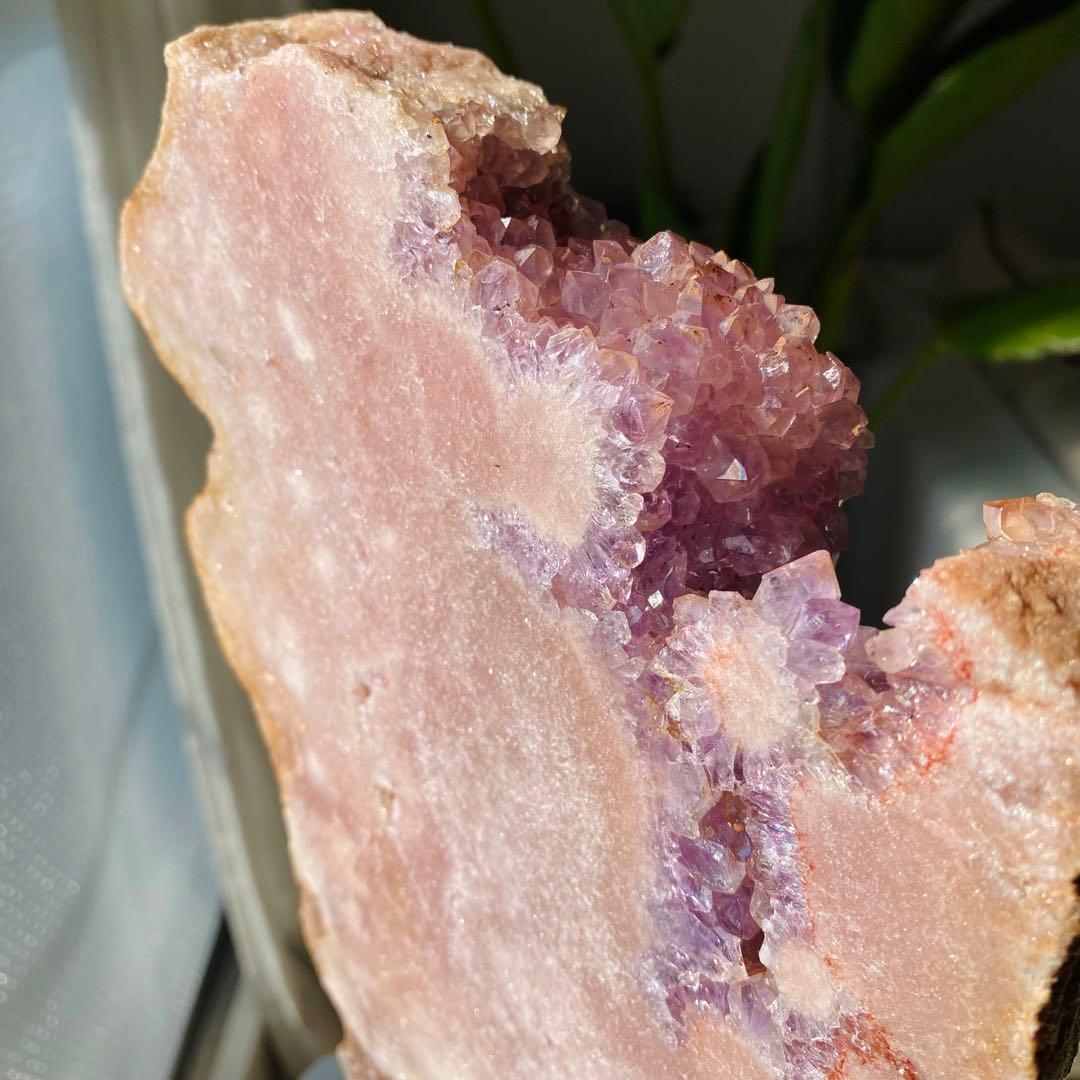 ★★★破格特価【 特大 ピンクアメジスト 原石 スラブ 約3.6kg スタンド