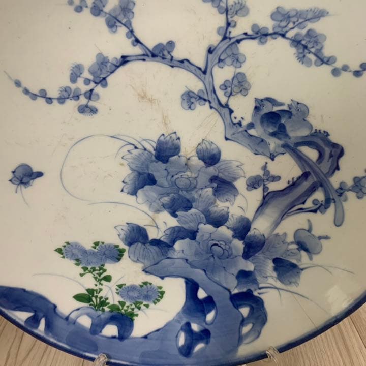 染付　古伊万里　大皿　41cm 飾皿　絵皿　料亭　小料理