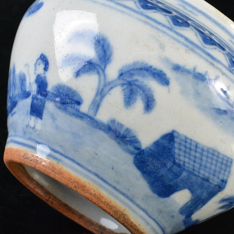 中国　青花山水人物文　小壷　C　R6412E