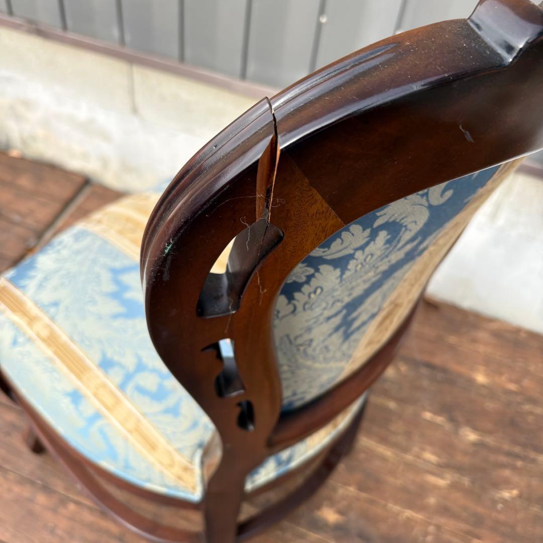 ①ビクトリアン装飾 花柄 木製ダイニングチェア 姫系 イタリア家具 アンティーク