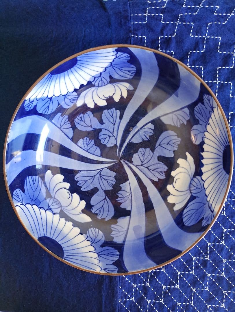 ★匿名配送★アンティーク 骨董 陶器 焼物 藍色の大鉢