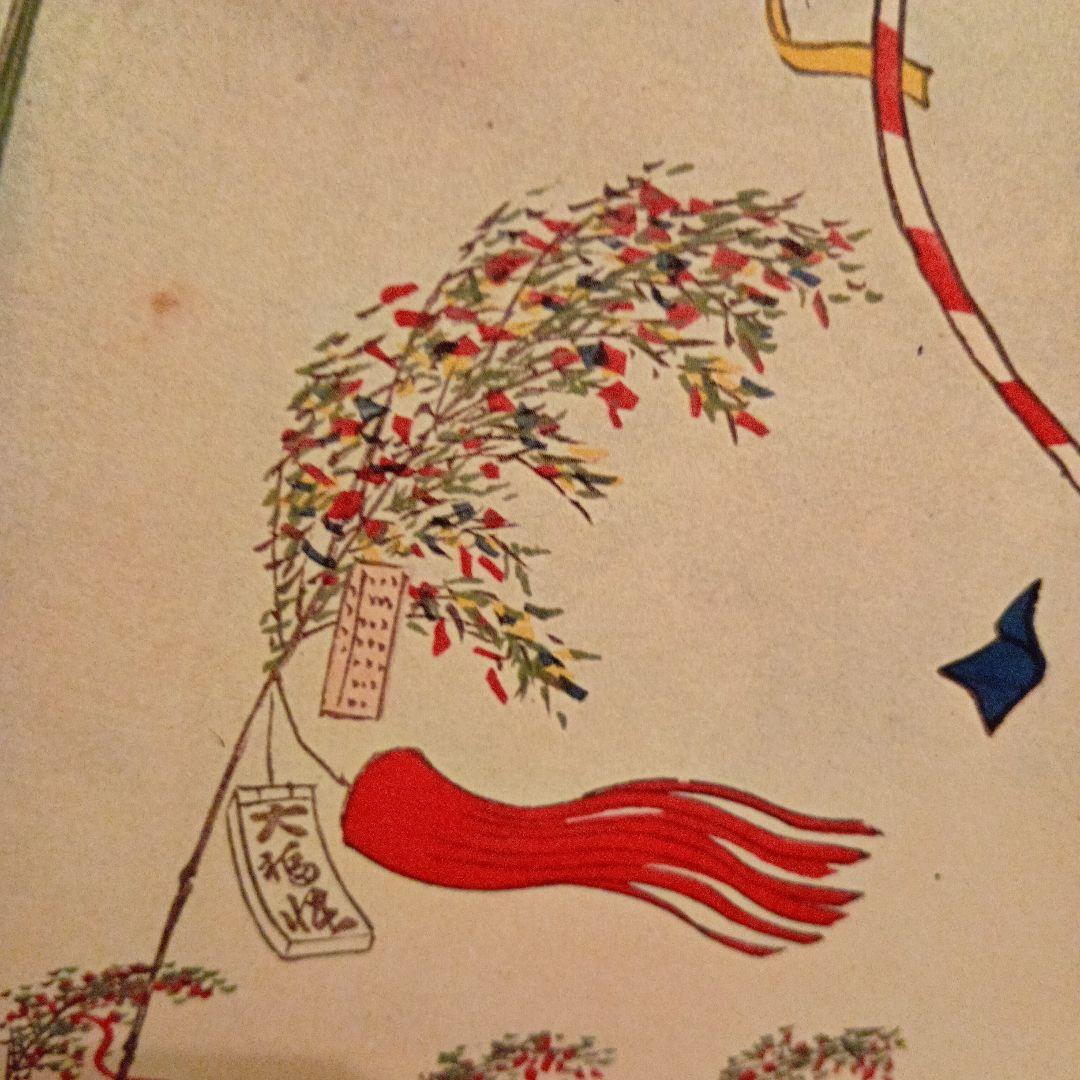 市中繁栄七夕祭　東京中央千代田区　歌川広重　江戸百景レトロ　浮世絵印刷物 富士山