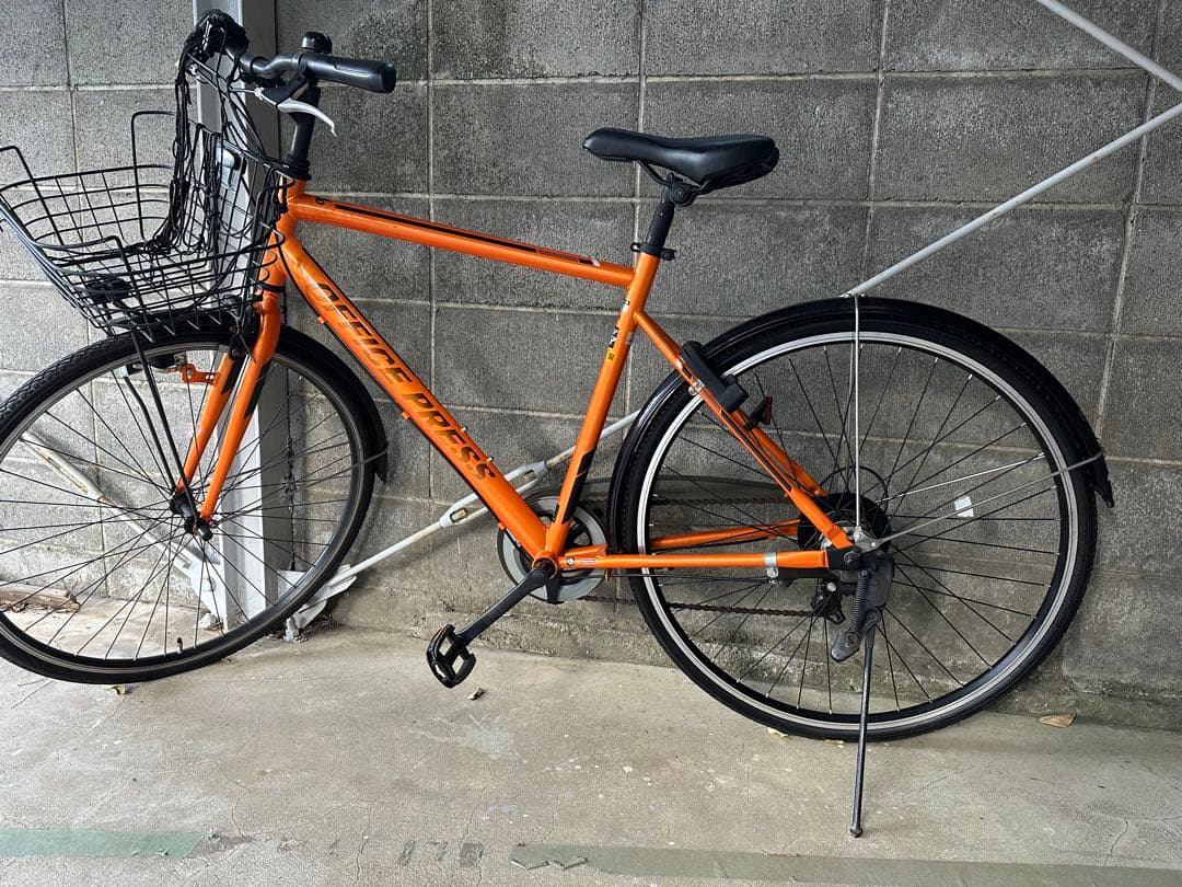 オレンジ シティサイクル バスケット付き